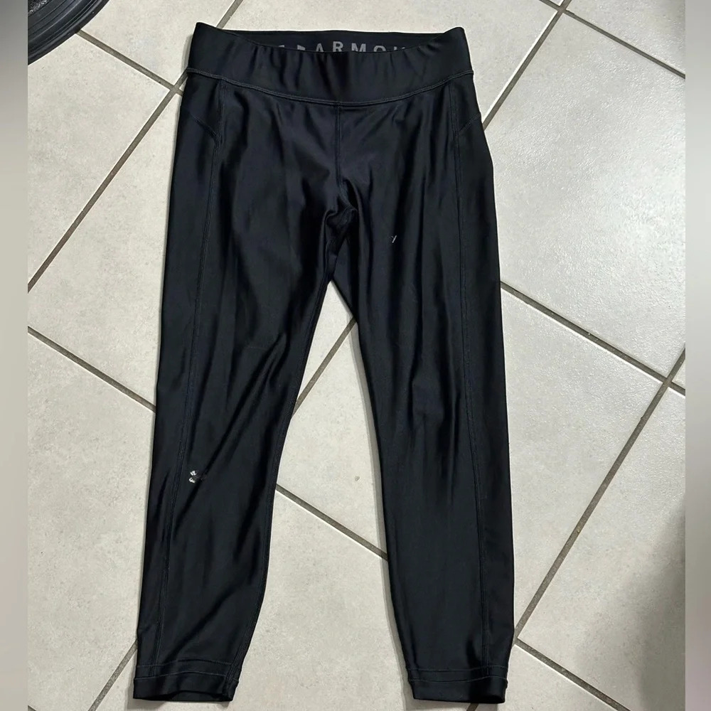Under Armour Women Black Compression Capri‎ Leggings Heatgear Athletic Size M